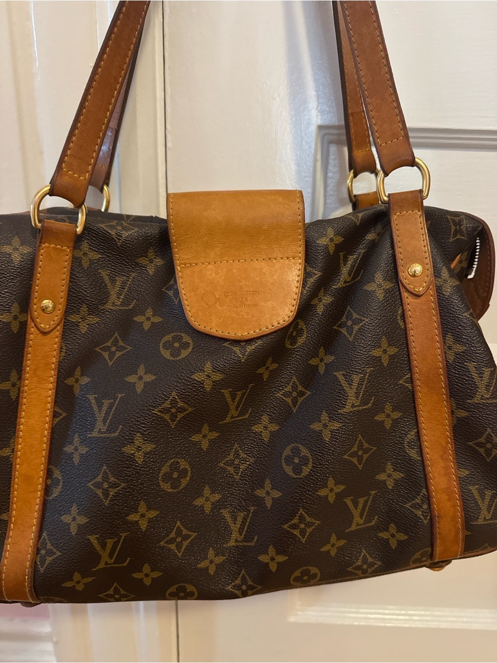 Louis Vuitton Brown Monogram Canvas Shoulder Bag with Tan Trim and Gold Hardware - Picture 3 of 7